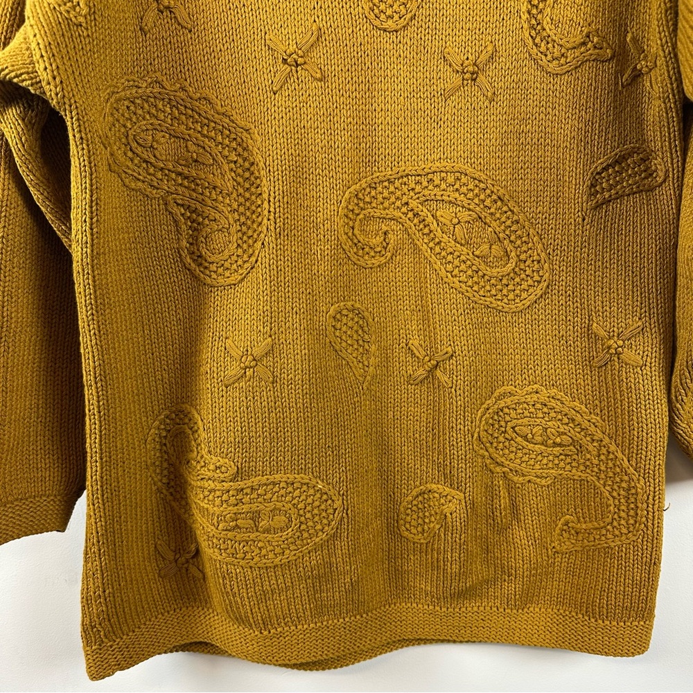 VTG Banana Republic Boatneck Knit Sweater Paisley  Medium 100% Cotton - Picture 5 of 8